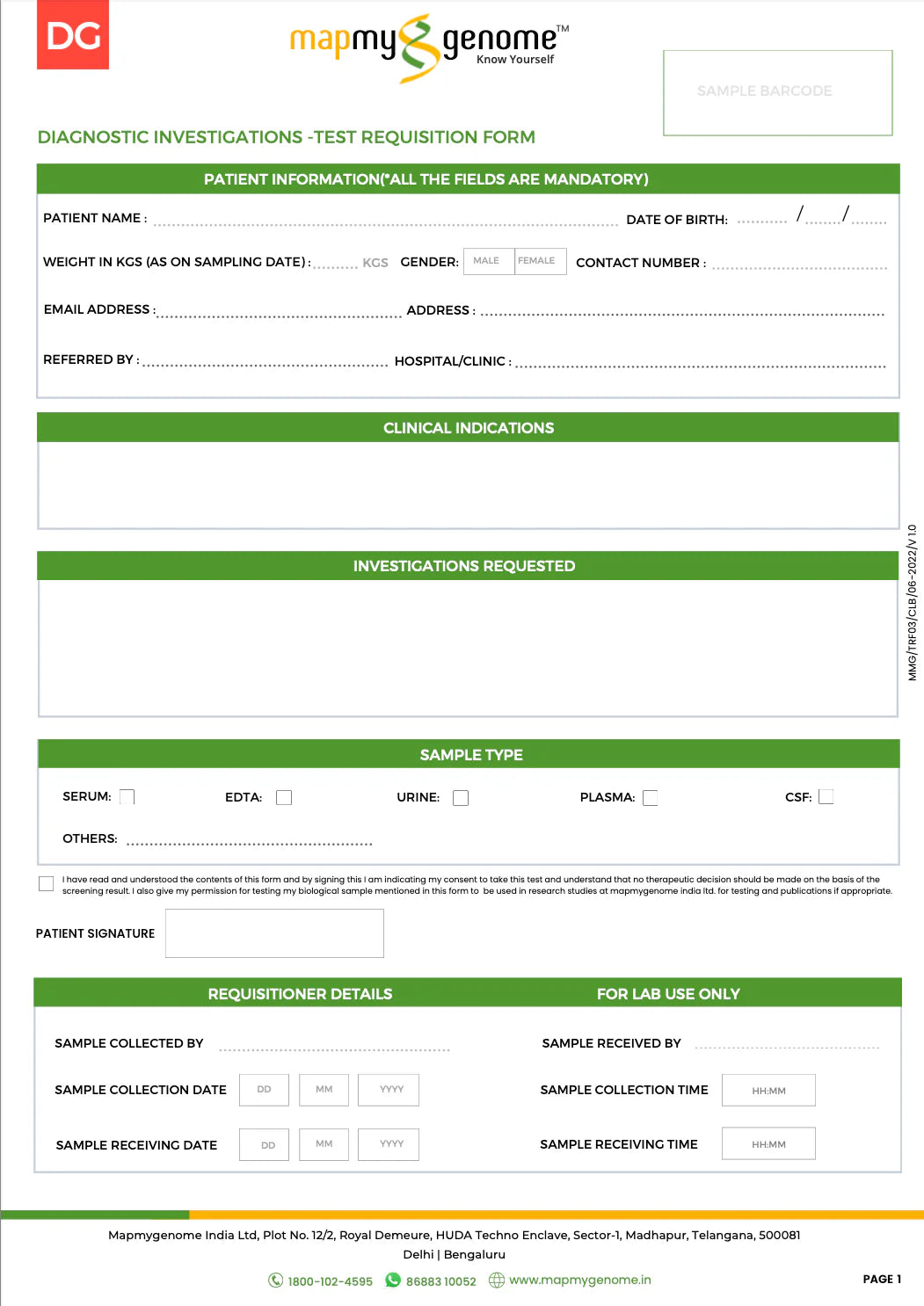 Blueprint Genetic Testing Form.pdf Whole Genome Sequencing Test | Advanced Genetic Analysis in USA ...